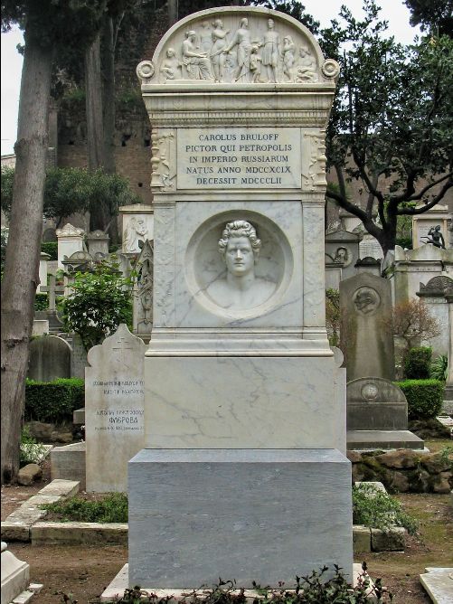 Могила Карла Брюллова на протестантском («Английском») кладбище в Риме