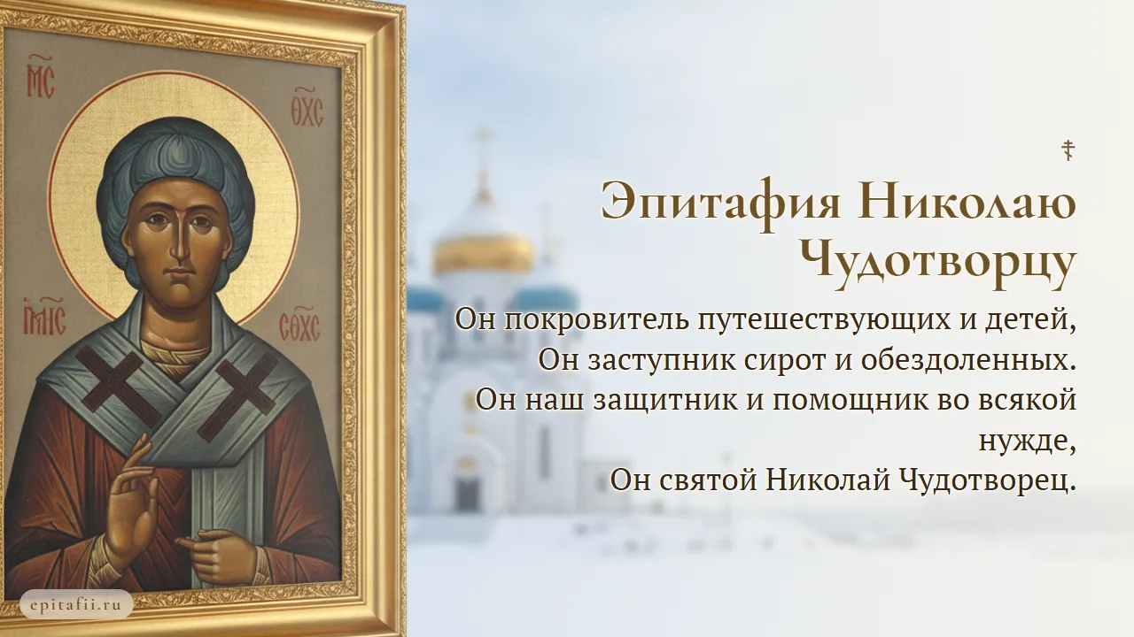 Эпитафия Николаю Чудотворцу — карточка с текстом
